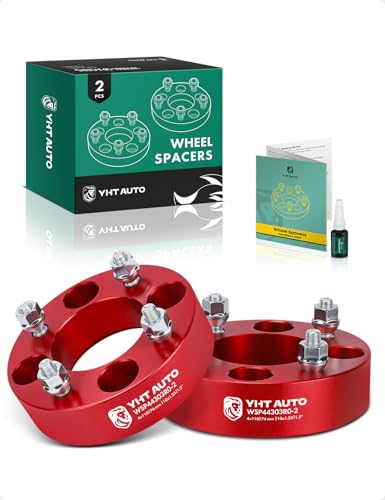 YHTAUTO 4X110mm Wheel Spacers 1.5 Inch Fits Honda, Suzuki, Can-Am, Bombardier, Kawasaki, Yamaha Model, Grizzly, King Quad, Foreman Tire Spacers w/ M10x1.25 Studs, 74mm Center Bore 4 Lug 2PCS Reds