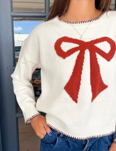 Image of SOOKABEILA Women Y2K Graphic Sweater Top Long Sleeve Knit Print Pullover Oversized Loose Aesthetic Fall Sweatshirt