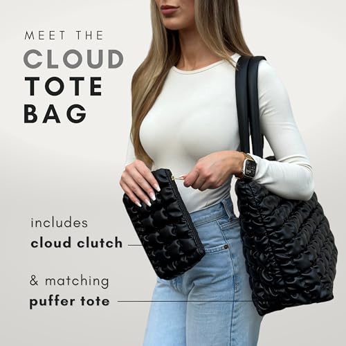 Bolso Tote acolchado para mujer negro 14 x 6 x 8 in miniatura 2