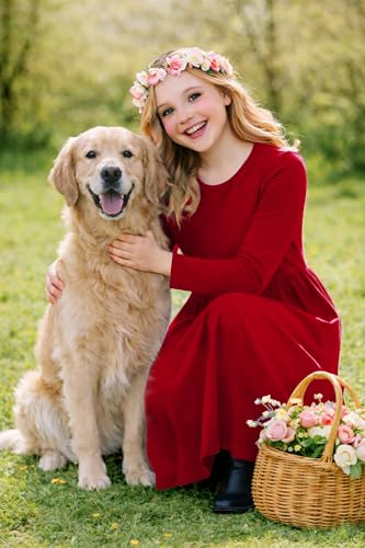 Image of Deerose Girls Maxi Dress Short Sleeve Casual Long Dresses with Pockets 5-14 Years