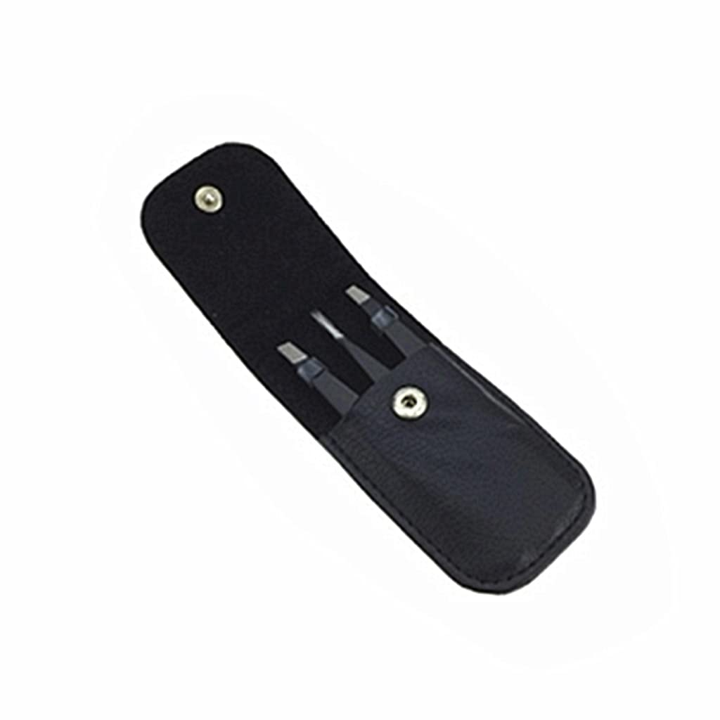 Set di 3 pinzette per sopracciglia, in acciaio inox, kit di strumenti per la rimozione dei peli con punte appuntite, oblique e piatte, in custodia portatile
