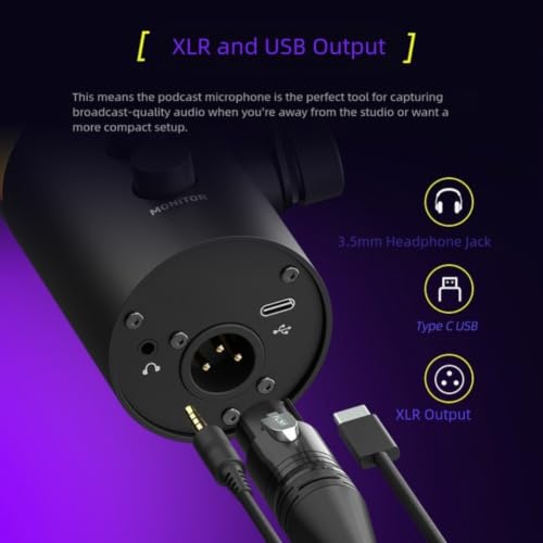 Micrófono USB dinámico con reducción de ruido y monitoreo 8