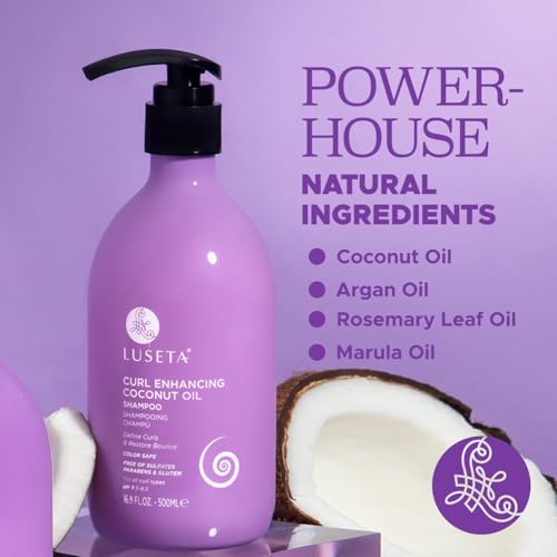 Image of LUSETA Curl Enhancing Shampoo for Curly Hair, Restore Bounce 16.9oz | with Coconut Oil, Define Curls for Wavy and Coily Hair, Lasting Moisture, Frizz Control, Soft Smooth Finish, Sulfate Free