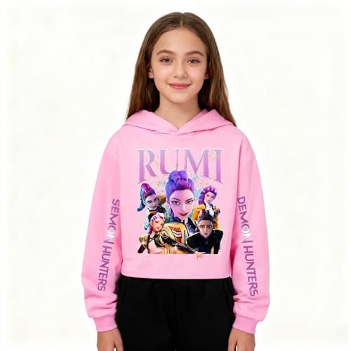 Unisex Cartoon RUMI Demon Hunters Letters Print Graphic Long Sleeve Daily Pullover Hoodie3