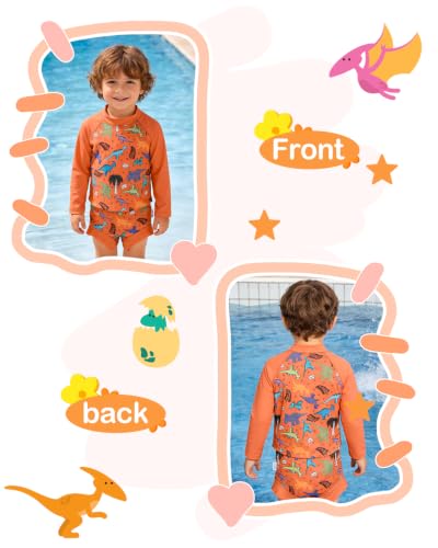 Image of ALVA 2 Pcs Long Sleeve Rash Guard Swim Diaper Sets, Baby Toddler Swimsuit UPF 50+ Sun Protection for Boy and Girl