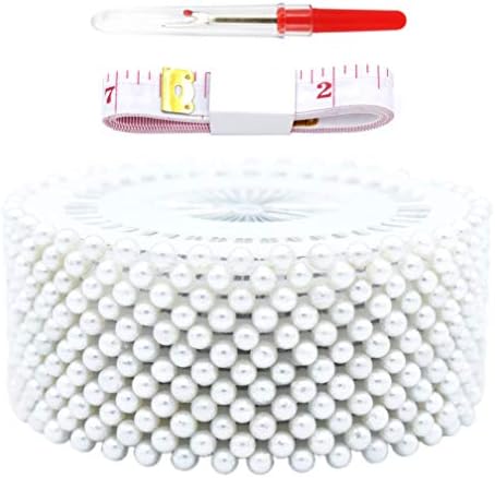 Firefly 480 Pcs White Color Straight Pins 1.5" Pearlized Ball Head for Sewing Quilting and Craft Decoration