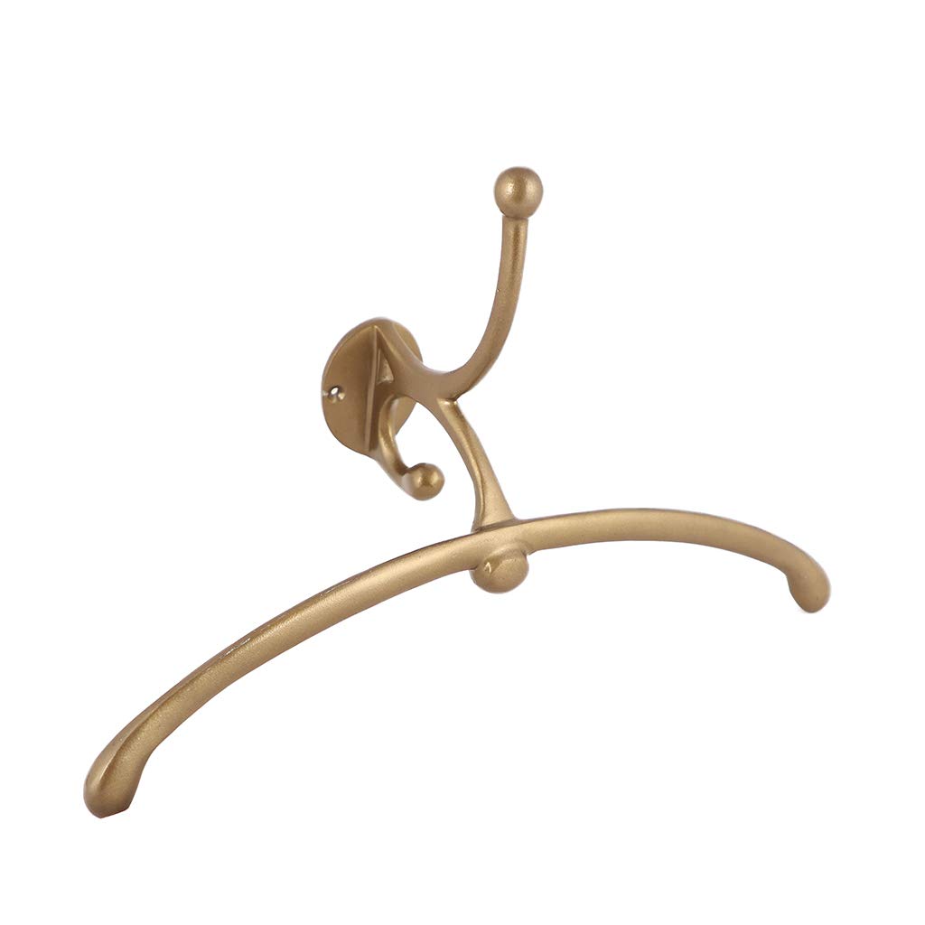 Dibor Brass Effect Wall Mounted Valet Coat Rack Hanger Hook Peg - L39cm