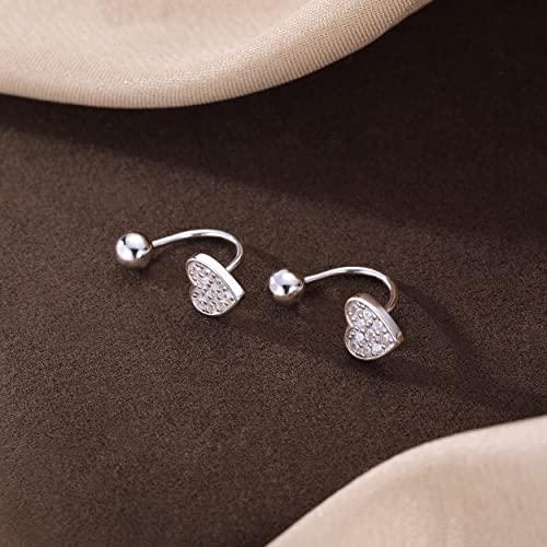 SLUYNZ Sterling Silver Small CZ Heart Half Hoop Earrings for Women Teens Love Half Hoop Earrings Cartilage Helix Piercing Ball Studs Earrings for Valentines Day4