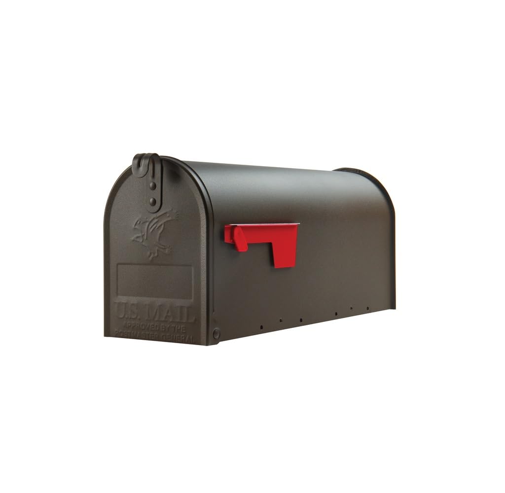 E1100BZAM Elite Post-Mount Mailbox, Medium, Textured Bronze Steel - Quantity 1
