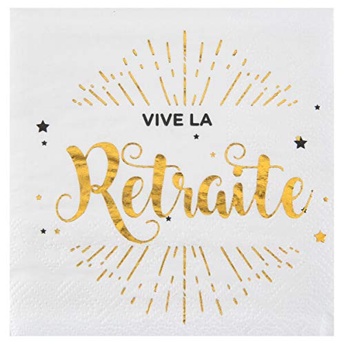 hobi R/5649- Serviette de Table Cocktail Retraite Blanche et Or métallisée (x20) Cover
