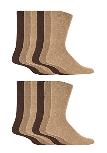 Gentle Grip6 Pairs mens gentle grip no elastic socks 6-11 uk, 39-45 eur Assorted colours