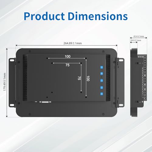 Image of 10.1 Inch Open Frame Touch Monitor, PCAP 10-Point Touch Industrial Touchscreen Monitor, with HDMI /VGA /DVI Interface, Active Matrix TFT LCD,LED Backlight, with VESA Mount