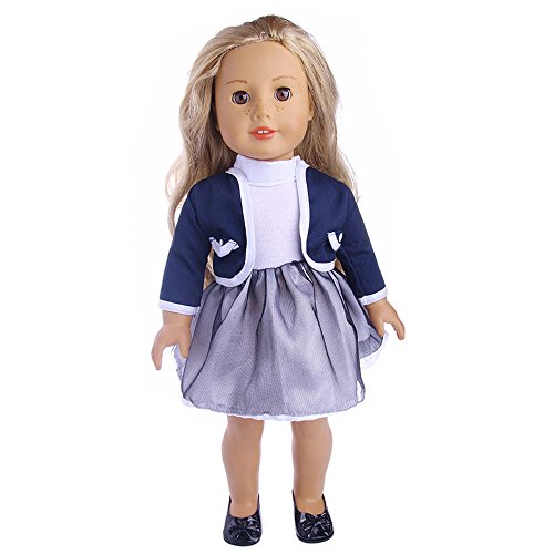 Doll Clothes, YUYOUG Cute Pleated Dress with Jacket for 18 inch Our Generation American Girl Doll