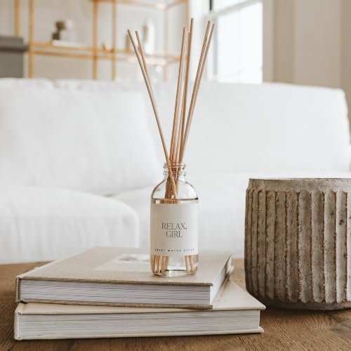 Image of Sweet Water Decor Relax Girl Clear Reed Diffuser Set - Aromatherapy Home Fragrance with Peppermint, Cedar, Clove & Eucalyptus Notes - Long-Lasting Scent for Bedroom & Bathroom - Lasts Up to 4 Months