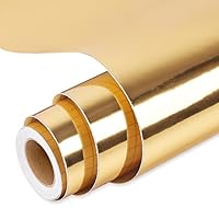 Prime Vinyl Permanent Vinyl, Chrome Gold Vinyl Compatible with Cricut Cutting Machine - 12\" x 10 FT Metallic Adhesive Roll for Cup, Decor Sticker, Home Decal