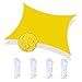 Bluecool Tenda a Vela Impermeabile Quadrato 2.5X2.5m Tenda a Vela Ombreggiante Anti-UV Impermeabile Resistente a Strappi Protezione Solare Facile da Installare per Giardino Verande Cortile, Giallo