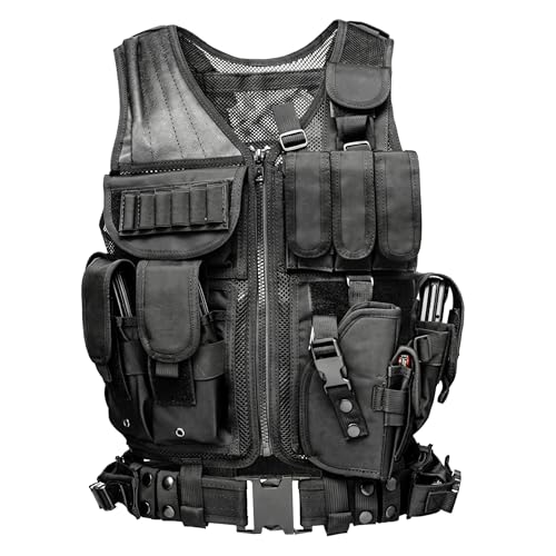 Chaleco para exteriores de malla transpirable con multibolsillos para hombre