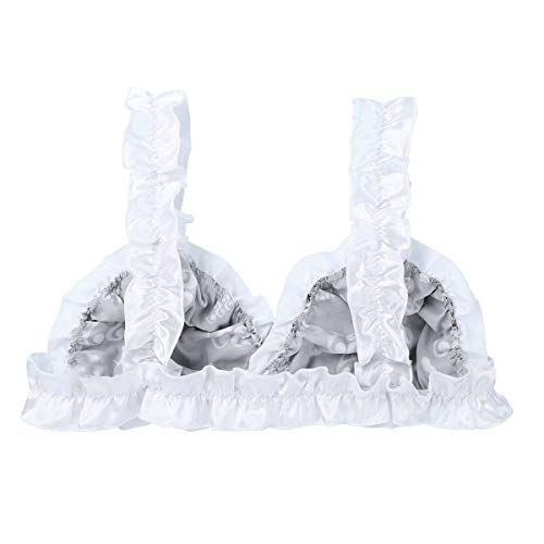 CHICTRY Men's Sissy Stain Bra Bralette Wire Free Bra Top Ruffles Girly Crossdress Underwear Black X-Large - Image 5