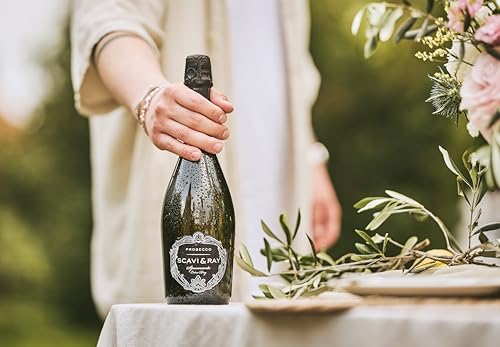 SCAVI & RAY Prosecco DOC Spumante extra trocken 0,75l, fruchtig frischer Schaumwein aus Italien, 11% Vol. Alkohol - perfekt für festliche Anlässe & Prosecco-Cocktails