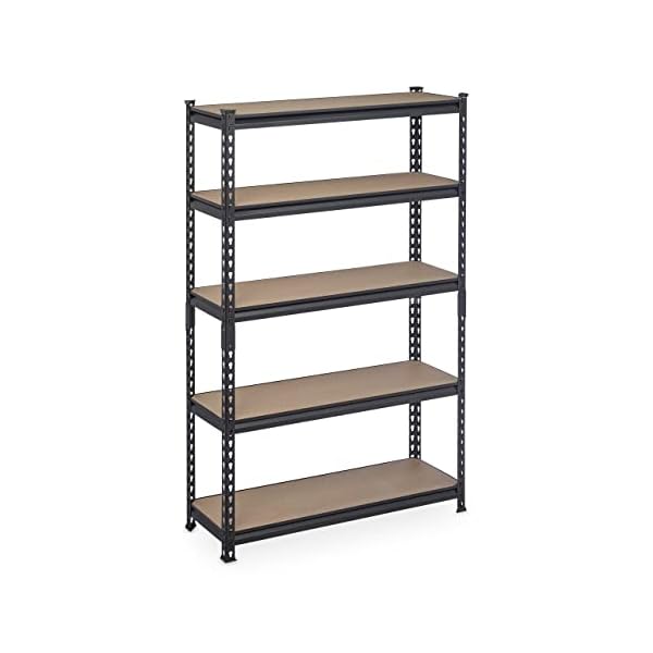 Relaxdays Schwerlastregal, HBT: 153x91x30,5 cm, Traglast 1800 kg, 5 Ebenen, zum Stecken, Keller & Garage, Stahl, schwarz