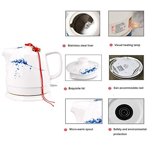 Hervidor eléctrico cerámico sin cable blanco 1L 1400W miniatura 4