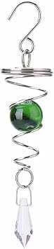 Yuanpgky Stainless Steel Spiral Wind Spinner with For Crystal Ball for Garden Decor, 40x165mm Weather Resistant Hanging Wind Chime Pendant for Outdoor Yard and Patio(green)