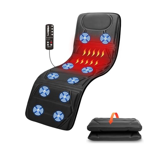 CooCoCo Full Body Massage Mat with Heat, Dual Heating Area Back Massager for Sofa, Bed, Father Day Gifts for Men, 10 Motors Vibrating Massaging Mattress, Massage Pad Full Body for Husband Men Dad