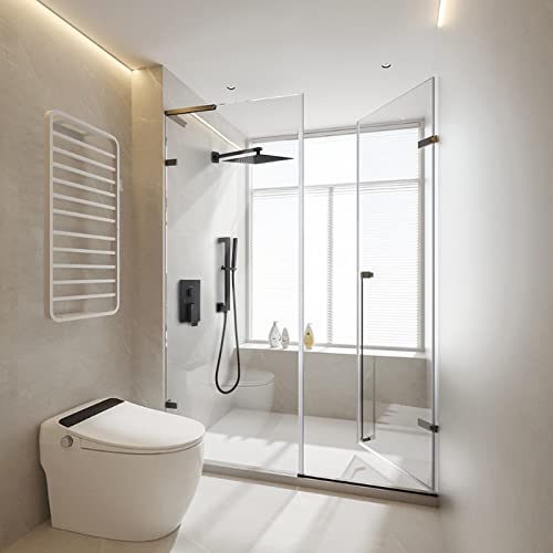 Besy Matte Black Shower System With Adjustable Angle Slide Bar, 12 Inch Rain Shower Head And Wand Wall Mounted, Rainfall Shower Faucet Fixture Combo Set, 2 In 1 Handheld Showerhead For Bathroom #TOP1