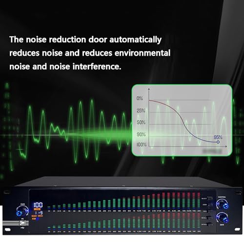 Procesador de audio profesional con ajuste de agudos, medios y graves para rack 2U 6