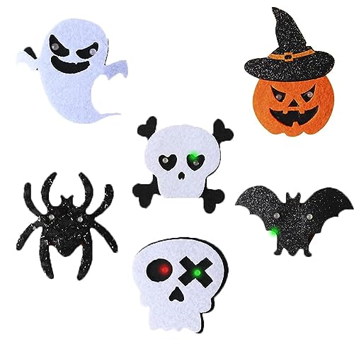 XoeLLe 6 Piezas Broche de Brillo de Murciélago de Calabaza Halloween, Lindo Led Flash Calabaza Broche, Dizfraz Halloween Niño Accesorios, para Mascarada Halloween Carnaval Maquillaje Disfraz Cosplay