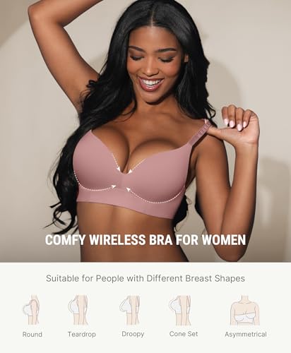 Image of FeelinGirl Wireless Push Up Bra Full Support Lift Balconette Seamless