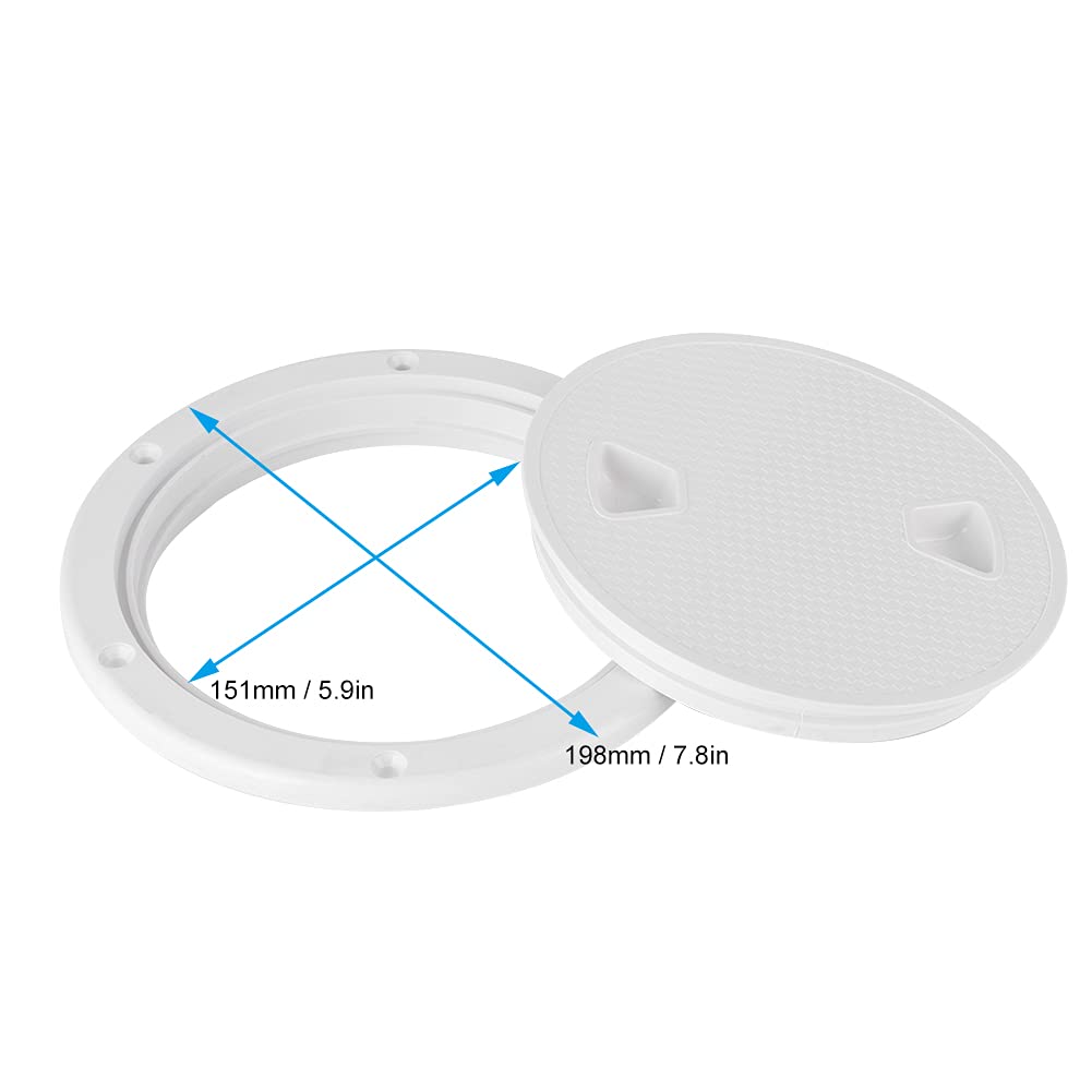 Marine ABS Rounded Deck Cover Inspection Ideal Strong White Deck Plate for Yacht RV Boat Accessories (15.2cm/6in)