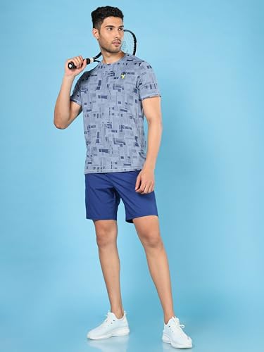 Image of TECHNOSPORT Men Polyester Regular Fit Half Sleeve Jacquard T-Shirt with Double Cool, Quick Dry & Anti Microbial for Sports, Running & Casual Use