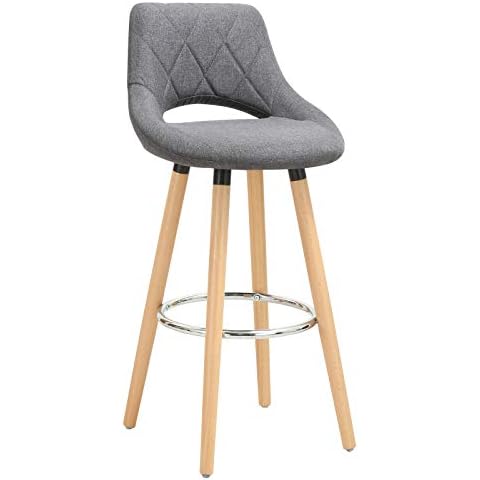WOLTU BH111dgr-1 1 x Barhocker 1 Stück Barstuhl aus Leinen Holzgestell Cover