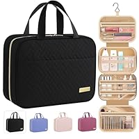 HOTOR Travel Toiletry Bag w/Hanging Hook - Spacious Toiletry Bag Essentials for Women & Men, Makeup Bag/Big Comparment, Waterproof for Travel Accessories, Medium, Black