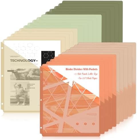 5-Pack Assorted Color 3-Ring Binder Pockets - Letter Size Clear Plastic Folders 2 thumbnail image