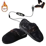 Heated Slippers Cold Weather Heated Shoes, Kamlif USB Electric Slippers, Comfortable Plush Winter Shoes to Keep Foot Warmers as a Thanksgiving Christmas Gifts for Men 5-12 Yards Women 4.5-13.5 Yards