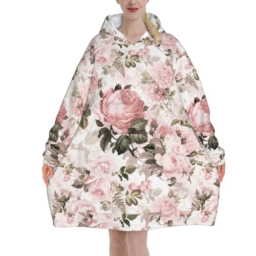 Sweat couverture contre le froid hivernal en flanelle imprimé roses roses