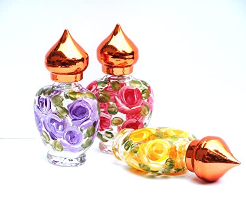 Hand-Painted Mini Glass Perfume Bottles Set with Floral Designs – Romantic Victorian Style Decor and Unique Gift for Women - Image 7