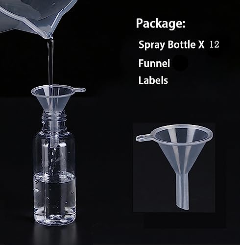 TINFO Spray Bottles, 12 Pack 4oz 120ml Clear Empty Fine Mist Plastic Mini Travel Bottle Set, Small Refillable Liquid Containers, 4 Ounce image 5