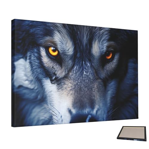 Toile yeux de loup pour habiller un mur de chambre sans cadre
