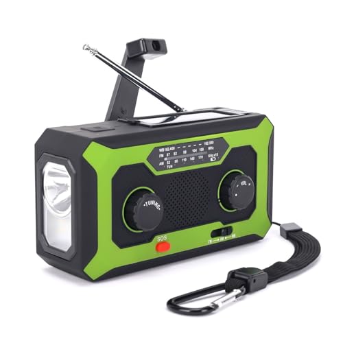 ソーラー多機能ラジオ 非常用照明器具 防災ラジオ 防災用品 手回し発電機 明るい懐中電灯 SOSワンボタンアラーム AM&FM&WBラジオ 4000mAhバッテリー USB充電 ソーラー充電 IPX3防水 操作簡単などの緊急対策(サイズ146×78×56m