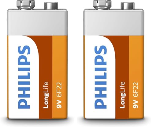 Philips 6F22L1B/10 LongLife Batteria, 9 V, 38.5 g, Arancione (Confezione da 2)