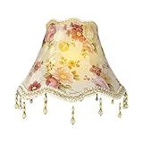 Lamp Shades for Table Lamps: Floral Lamp Shade, Victorian Vintage Printed Pattern Bell Scalloped Lamp Shades, E27 Bulb Replacement Lamp Shades for Table,Wall and Floor Lamps, 10x7 In (Pink)