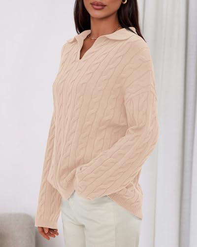 Image of BTFBM Women's Oversized Sweaters Fall Fashion Clothes 2025 Trendy Knit Pullover Casual Long Sleeve V Neck Sweater Jumper Tops