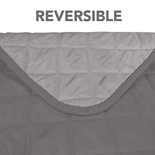 Image of PureFit Reversible Quilted Sofa Cover, Spill, and Water Resistant Slipcover Furniture Protector, Washable Couch Cover with Non-Slip Foam and Adjustable Strap for Kids, Pets (Sofa, Gray /Light Gray)