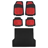 TLH Trimmable Cargo Mat Black w Metallic Red Floor Mats Universal fit