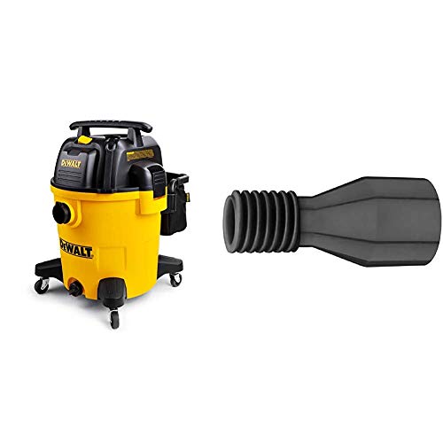 DEWALT 12 Gallon Poly Wet/Dry Vac & DWV9190 Large Hose Adapter,Black