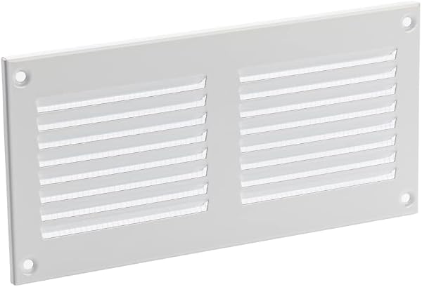 200x100mm Grille de Ventilation avec Moustiquaire - Grilles d'aération en Métal - Acier, Blanc - 1