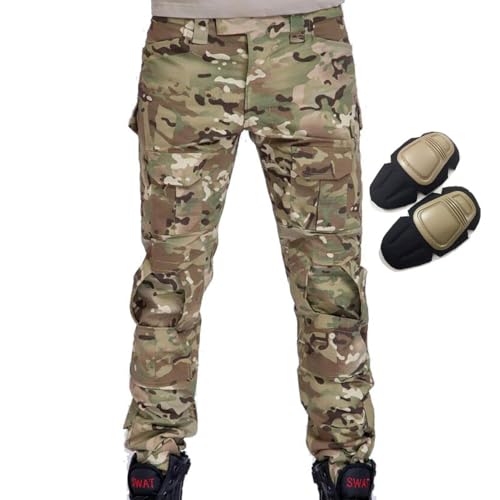HANSTRONG GEAR Military Army Tactical Airsoft Paintball Shooting Pants Combat Men Pants with Knee Pads MC (S)